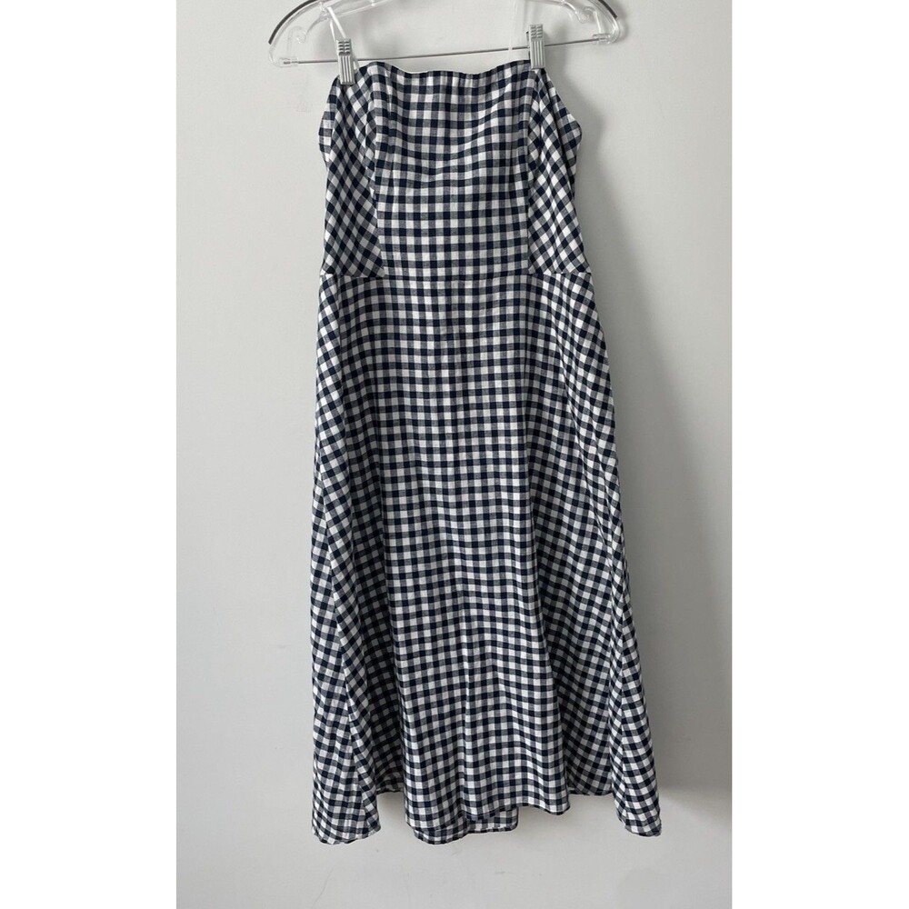 Draper James Gingham Strapless Midi Love Circle Dress Size 12 Picnic Date Night